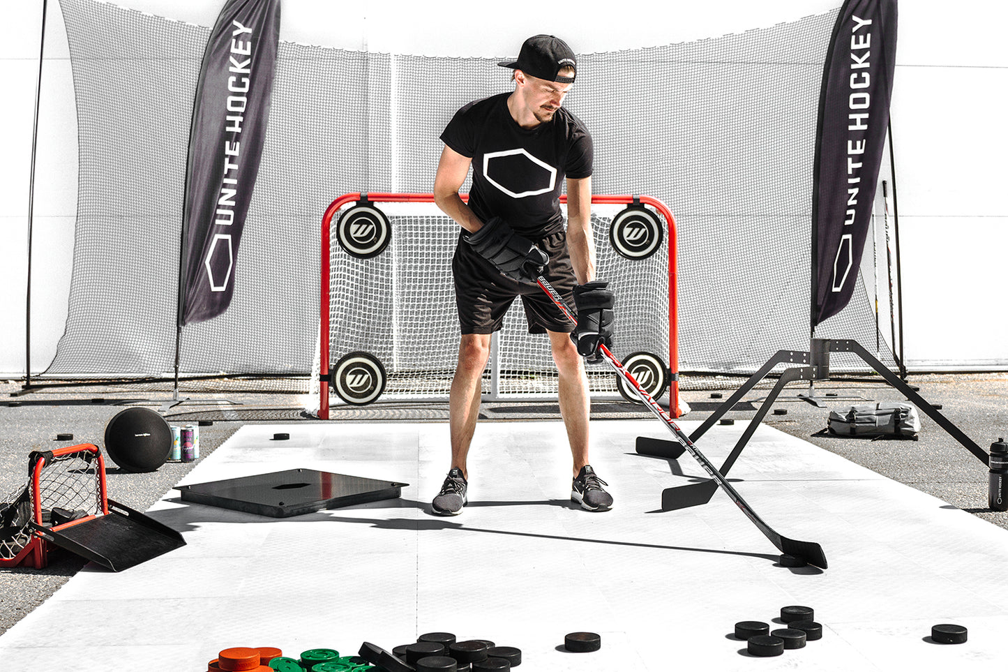 UNITE Filet de protection pour hockey – But arrière complet avec cadre, poteaux & filet