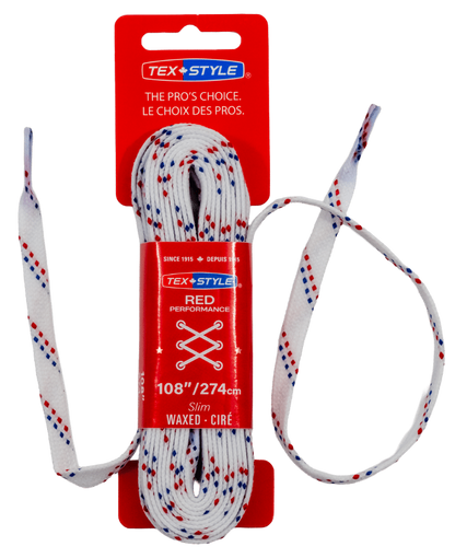 Tex-Style veters, RED Performance slanke gewaxte - doos 36 stuks