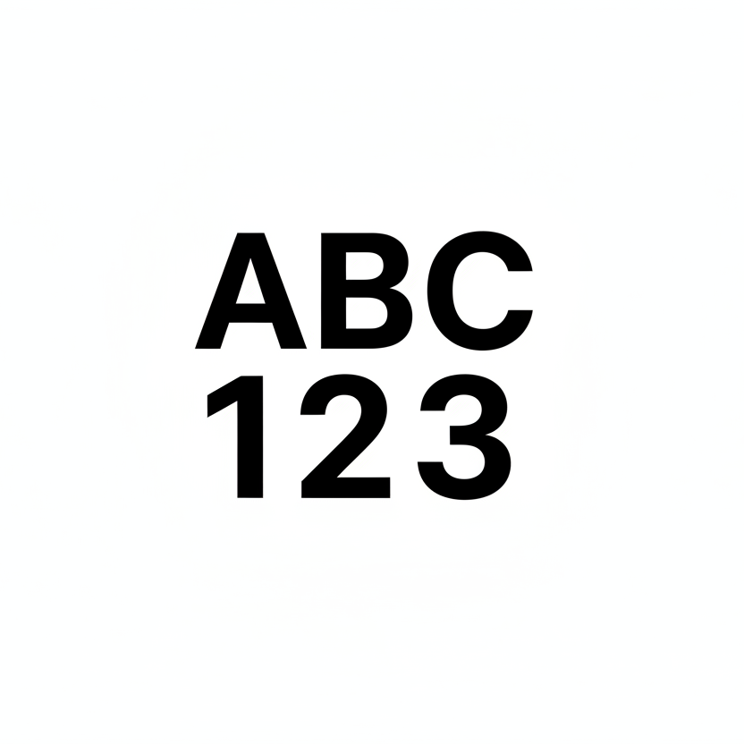 Kan du generera en fyrkantig bild för SHopify. I bilden ska det vara vit bakgrund, frilagda bokstäver ABC och nedanför bokstäverna ska det vara frilagda siffror 123
ABC och 123 ska vara i samma storlek och bredd.