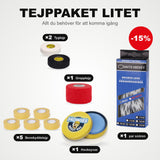 Petit pack de ruban : 5 Ruban protège-tibias, 2 rubans en tissu, 1 ruban grip, 1 paire de lacets de patins et cire de hockey